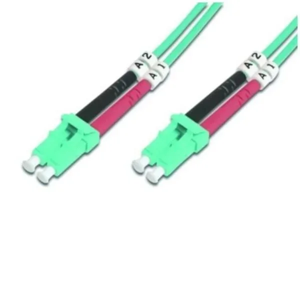 DIGITUS DK-2533-02/3, Cable De Fibra Óptica OM3, 2 m, LC a LC, Dúplex, 1/10/40/100 Gbit/s, Cable LAN De Fibra Óptica Multimodo MM, Tipo De Fibra: 50/125 µ, Turquesa (Aqua)