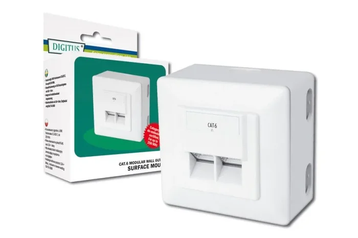 Digitus Toma de pared, montaje en superficie, CAT 6, apantallado