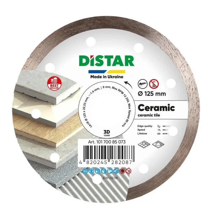 Disco de corte diamante, Distar, modelo Ceramic 115 x 1,4 x 8 x 22,23 mm – corte preciso y eficiente para cerámica, piedra y materiales duros con alto rendimiento