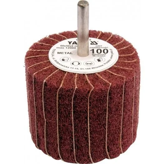 Disco de láminas, marca YATO, modelo YT-83396, diseñado para desbaste y acabado de superficies metálicas, dimensiones de 60x50x6 mm, alta eficiencia y durabilidad.​