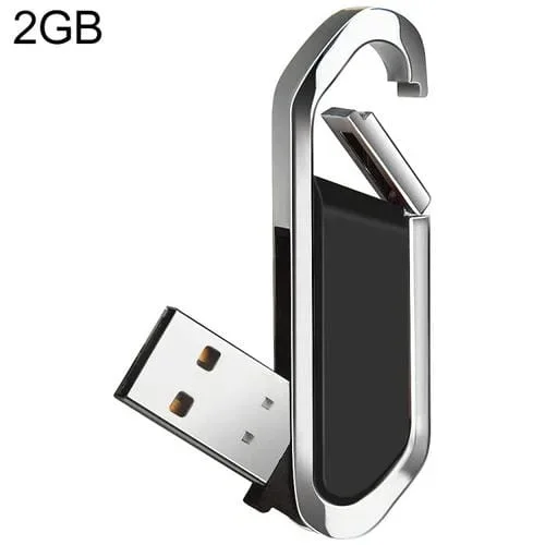 Disco Flash USB 2.0 Estilo Llaveros Metálicos 2Gb (Negro)