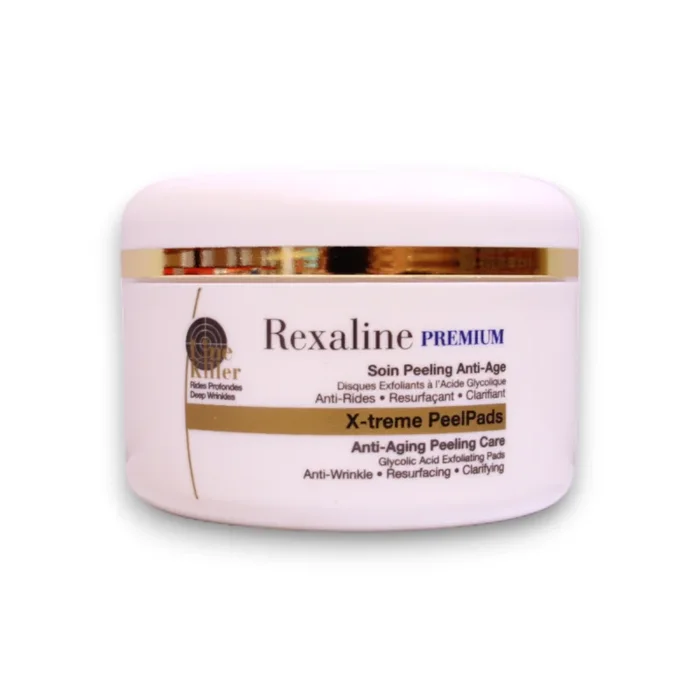 Discos de peeling facial anti-edad / Rexaline X-treme Peel Pads / Ácido glicólico y dúo de ácido hialurónico, exfoliante y aclarante, cruelty free, 30 x 2 ml