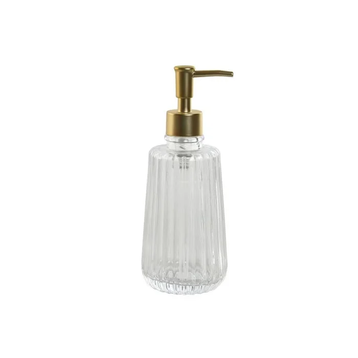 Dispensador de jabón home esprit transparente dorado aluminio cristal abs 8 x 8 x 20,5 cm