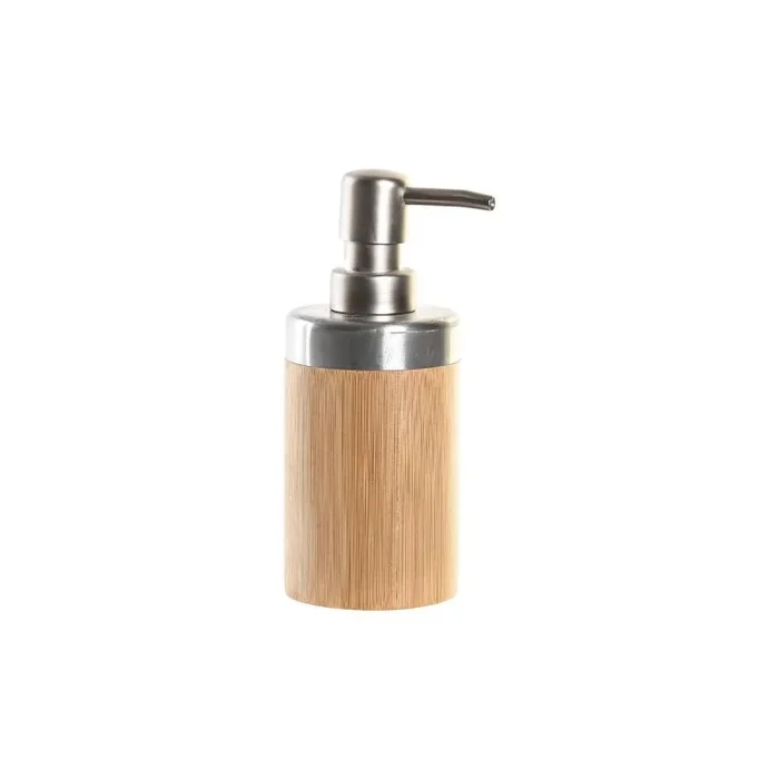 DKD Home Decor Set de baño Color Plateado y Natural, de bambú (2 Piezas) (7 x 7 x 17 centímetros)