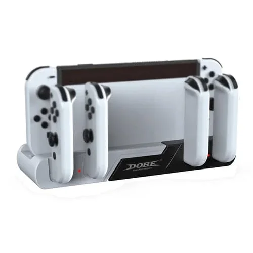 Dobe Tns-0122 4 En 1 Dock De Carga De Gamepad Para Interruptor Oled (Blanco Negro)