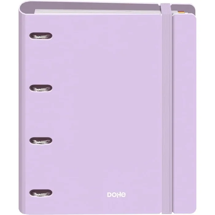Dohe – Archivador con Recambio – Carpeta 4 Anillas Polyfoam, A4 (28×32 cm), 100 Hojas Cuadriculadas, Suave y Resistente, Separadores de Colores, Sobre de Almacenamiento Extra y Goma – SERENITY Morado