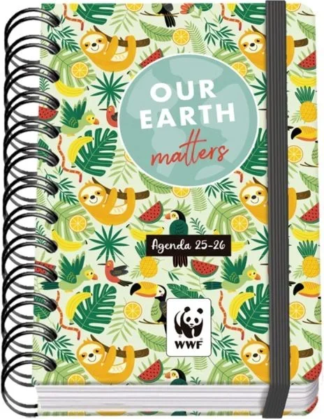 Dohe wwf tropic agenda escolar 25/26 espiral wire?o a6 – dia pagina – papel 80g/m2 – 4 hojas de pegatinas – cubierta de carton plastificado – cierre con goma elastica