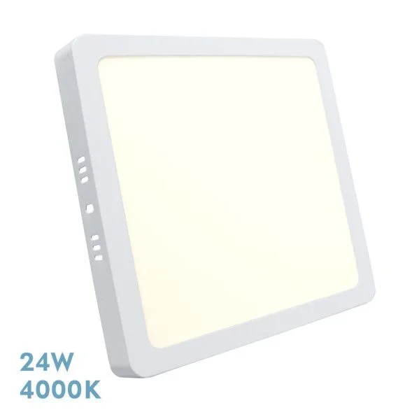 Downlight superficie cuadrado. selenita 24w 4000k blanco 2160lm 2,8×28,5×28,5 cm