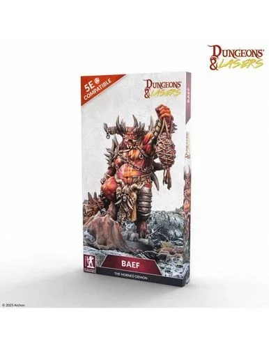Dungeons & Lasers Baef Horned Demon DND Miniatura – 105 mm de alto con base escénica – Compatible con 5e – Requiere pintura y montaje – para mayores de 14 años