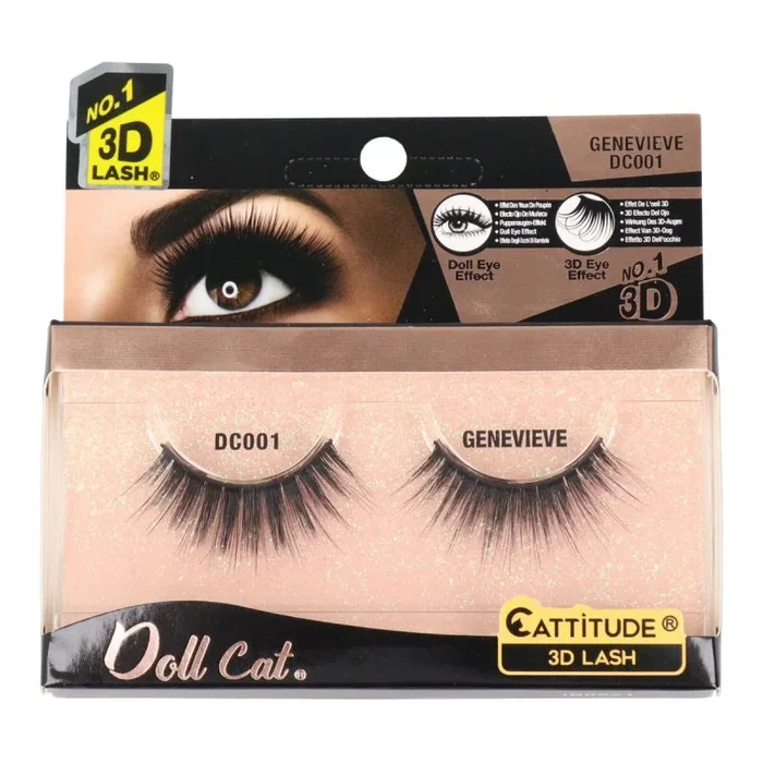 EBIN NEW YORK cattitude 3d lash doll cat – genevieve 3d lash look cabello largo voluminoso y tenue ligero cómodo usar reutilizable