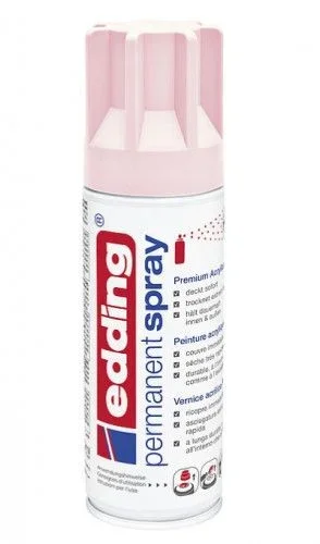 edding 5200 spray permanente – rosa pastel mate – 200 ml – pintura acrílica para pintar y decorar vidrio, metal, madera, cerámica, plástico, lienzo – aerosol, spray acrílico, spray de pintura