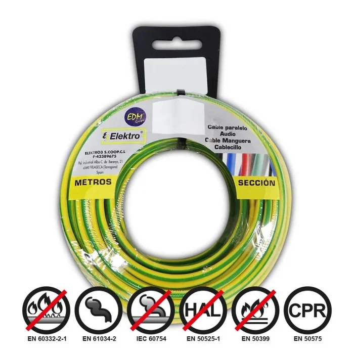 EDM 28483 Carrete Cablecillo Flexible Libre-Halógenos, Bicolor, 4 Mm, 5 M, Bicolor