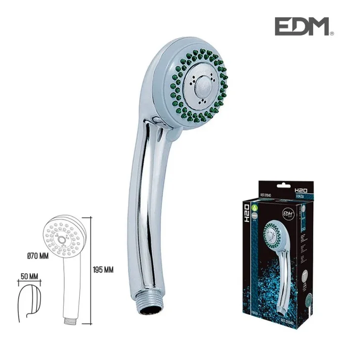 EDM – Mango ducha clasico 3 funciones cromado 50x195mm – EDM 01340