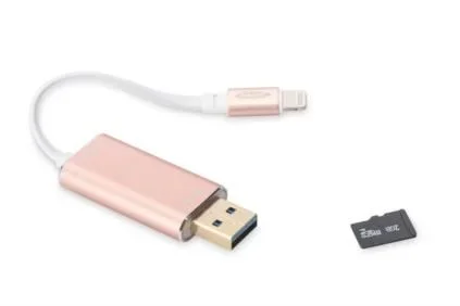 Ednet 31522 lector de tarjeta USB 3.2 Gen 1 (3.1 Gen 1)/Lightning Oro rosado