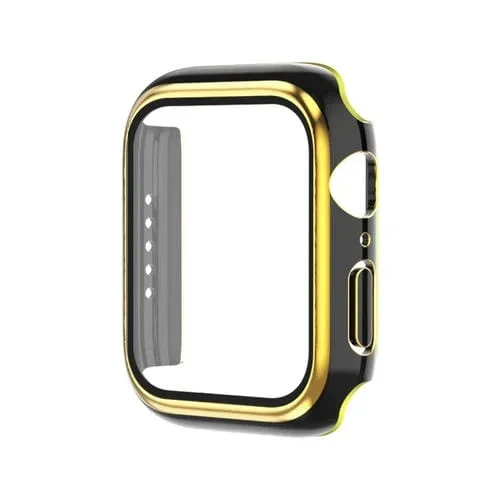 Electroplator Caja Reloj Película PC+PC Two Color para Apple Watch Series 3/2/1 38mm (Negro+Oro)