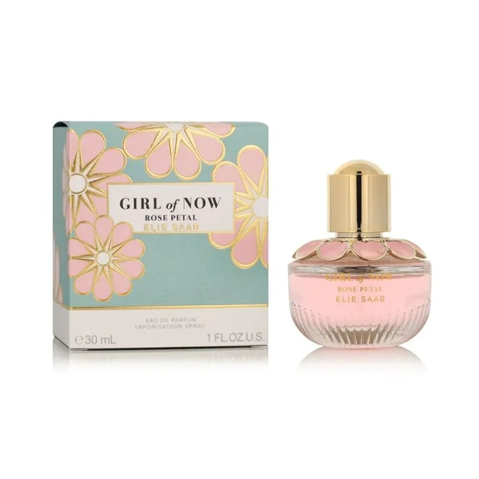Elie Saab Girl of Now Rose Petal 30 ml – Eau de Parfum de Mujer – Perfume Floral Afrutado – Notas Florales y Frutales – Botella de Cristal Transparente