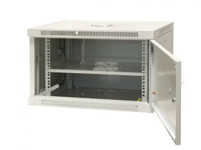 Emiternet single wall-mounted cabinet 19» 6u, full sheet metal door, 600×450×370mm width/depth/height. em/ap6406-b