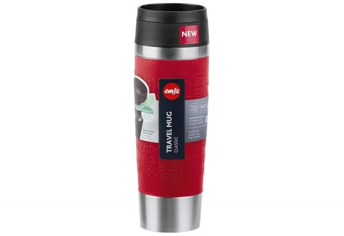 EMSA Travel Mug Classic N2022200 taza de viaje 500 ml Negro, Rojo, Acero inoxidable Acero inoxidable