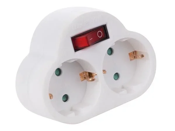 Enchufe doble – interruptor de encendido/apagado – 2 tomas – toma de tierra lateral