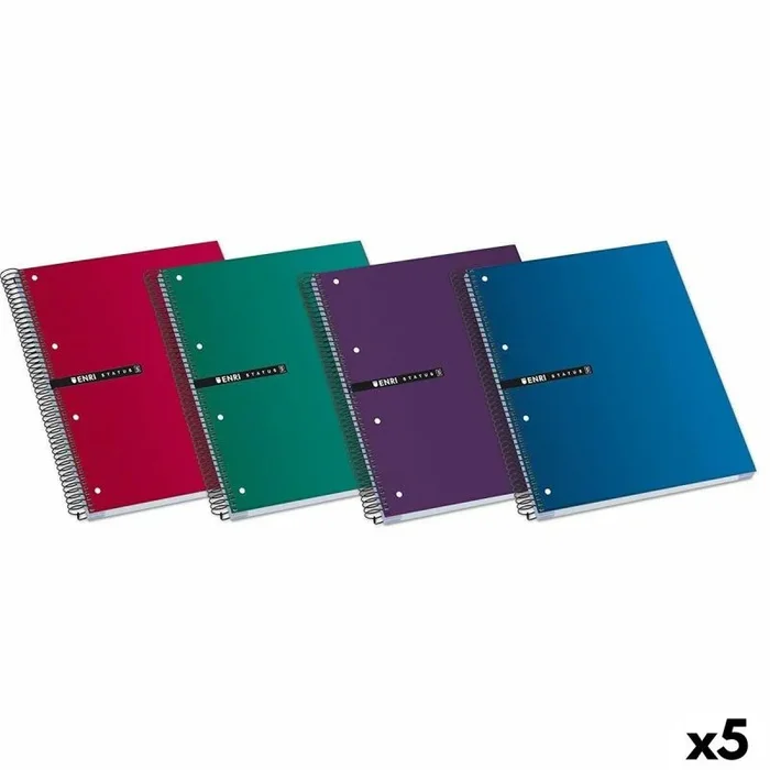 Enri Status – Pack de 5 cuadernos en espiral, tapa extradura, A4+
