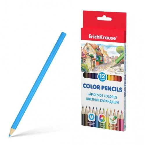 Erich Krause Caja lápices de colores hexagonal 12 colores 49882