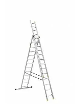 Escalera de aluminio Awtools, modelo 3×13 stopni 150kg, ideal para trabajos domésticos y profesionales; adaptación para escaleras, soporta hasta 150 kg, resistente y fácil de usar.