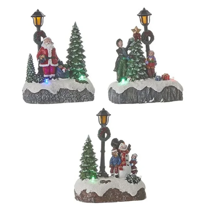 Escena navidad con farola 9,5×5,5×12,5cm 3 modelos surtidos