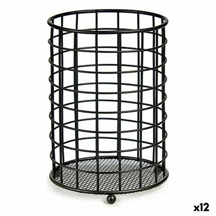 Escurridor para cubiertos negro acero 12,8 x 17,5 x 12,8 cm (12 unidades)