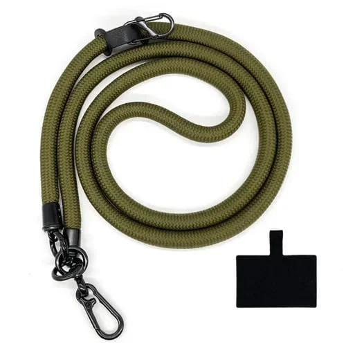 Espaciador de Cordón de Teléfono Móvil Cuerda Gruesa 10mm Correa Antirrobo Ajustable (Verde Militar)