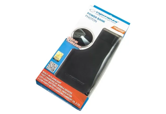 Esperanza Cargador Marca Modelo EMP120K Power Bank 17400mAh Photon LED Light Black