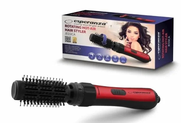 Esperanza EBL008 Utensilio de peinado Cepillo de aire caliente Negro, Rojo 1000 W 1,8 m