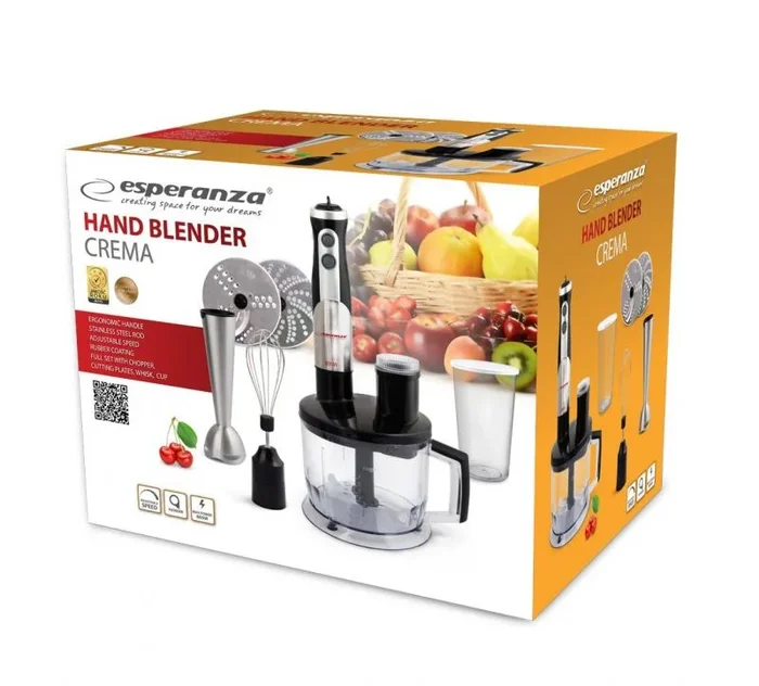 Esperanza EKM004 licuadora 0,6 L Batidora de inmersión 800 W Negro, Plata, Transparente