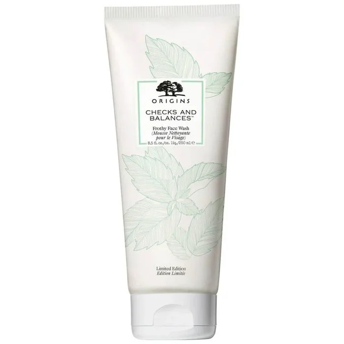 Espuma limpiadora facial / Origins Checks & Balances / Limpieza equilibrante para piel mixta, fórmula refrescante con menta y extractos botánicos, 250 ml