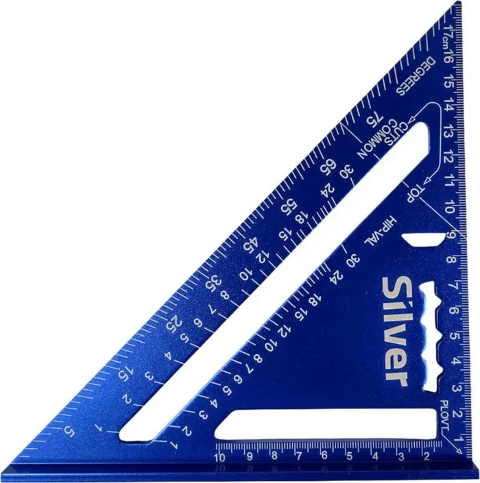 Esquinero de carpintería de aluminio Silver 7” métrico – Herramienta precisa para medición y corte, ideal para trabajos de carpintería y construcción