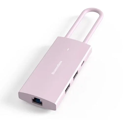 Estación de Acoplamiento de Datos Tipo C Blueendless 6 en 1 4K60Hz Gigabit Lan (Rosa)