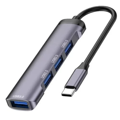 Estación de Acoplamiento Portátil T-503 Tipo C 4 en 1 USB-C a USB 2.0 x3 con Adaptador Hub USB 3.0