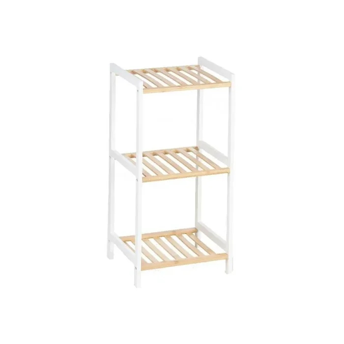 Estantería de baño 35 x 30 x 70 cm blanco natural bambú madera de pino