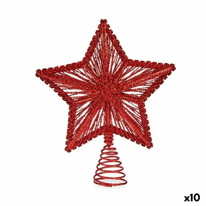 Estrella de navidad rojo acero plástico 20 x 5 x 25 cm (10 unidades)