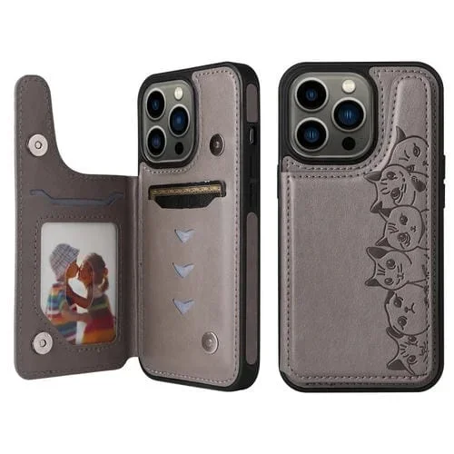 Estuche a Prueba de Golpes Patrón Seis Gatos para iPhone 13 Pro (Gray)