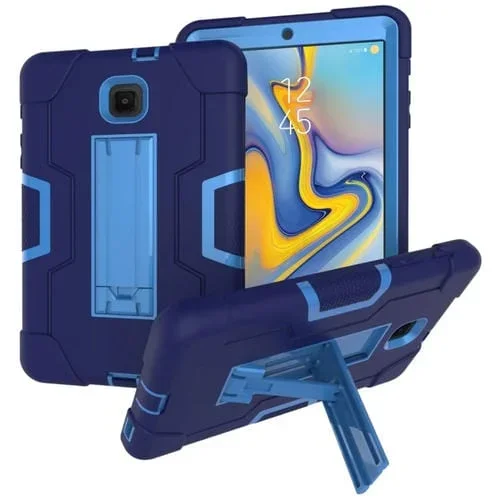 Estuche combinado silicona y PC para Galaxy Tab A 8.0 T387 (2018) con soporte (Azul Marino + Azul)