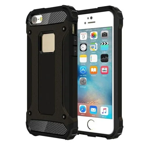 Estuche Combinado Tough Armor TPU + PC para iPhone SE y 5 y 5S (Negro)
