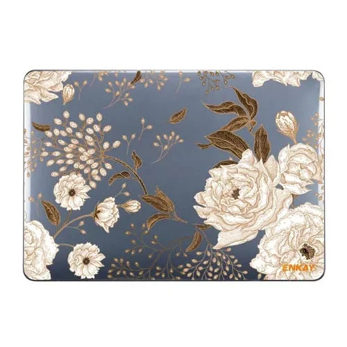 Estuche de Cristal Protectora Enkay Vintage Patrón Serie Laotop para MacBook Pro 13.3 A1706/A1708/A1989/A2159 (Golden Peony)