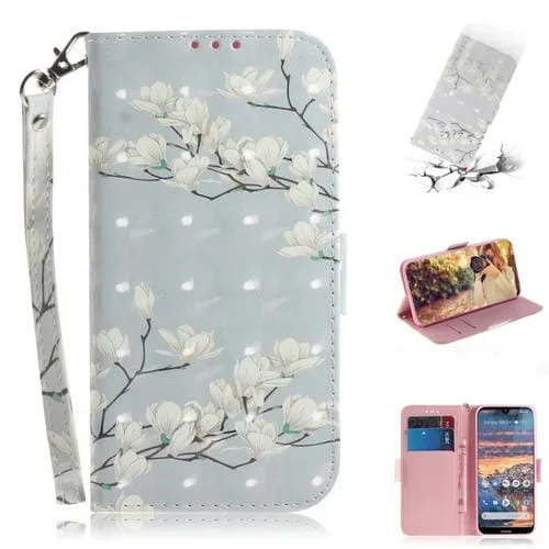 Estuche de Cuero con Tapa Horizontal Magnolia 3D para Nokia 4.2 con Soporte y Ranuras