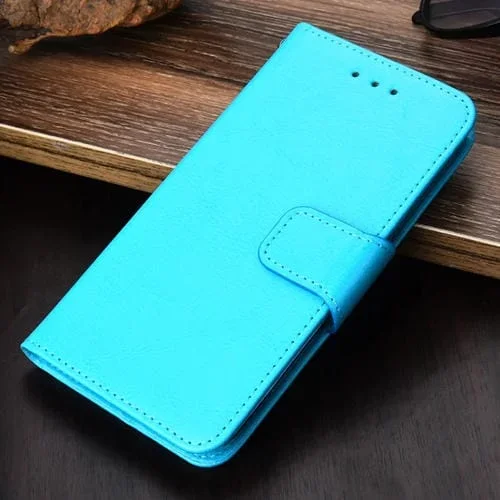 Estuche de Cuero Flip Horizontal Textura Cristal con Soporte y Billetera para iPhone 8 Plus y 7 Plus (Azul Claro)