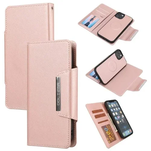 Estuche de Cuero Magnético Separable para iPhone 14 (Rosa)