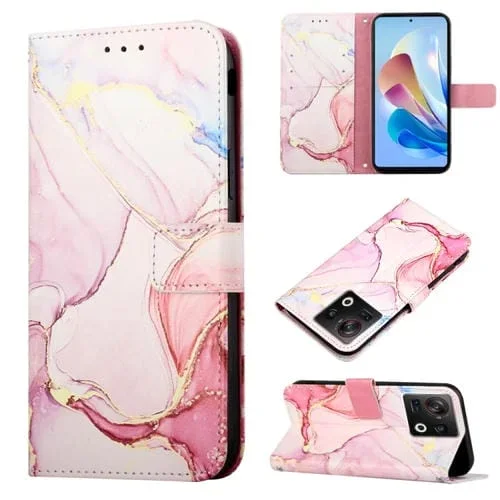 Estuche de Cuero para ZTE Nubia Z40S Pro Pt003 con Tapa de Patrón Mármol (Oro Rosa)