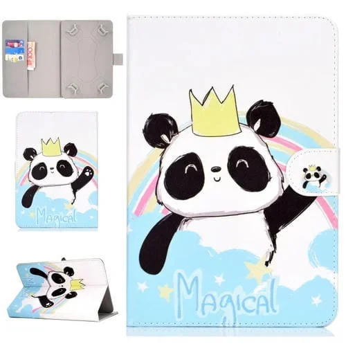 Estuche de Cuero PU con Tapa Horizontal y Soporte Plegable para Tablet 10 » (Corona de Panda)