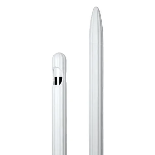 Estuche de Lápiz Óptico Silicona Líquida Rayas 3 en 1 Con Tapas Para Apple Pencil 2 (Blanco)
