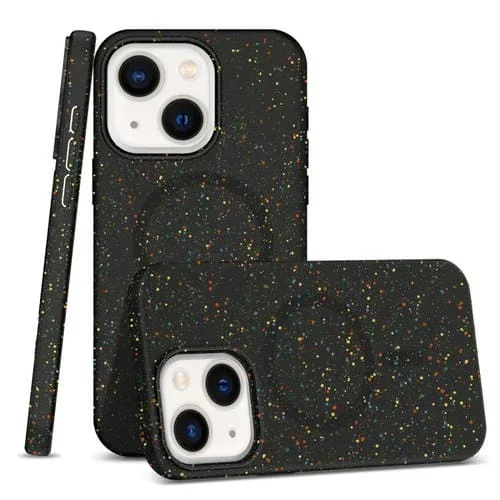 Estuche de teléfono híbrido para iPhone 13 TPU PC Magsafe esmerilado (Negro)