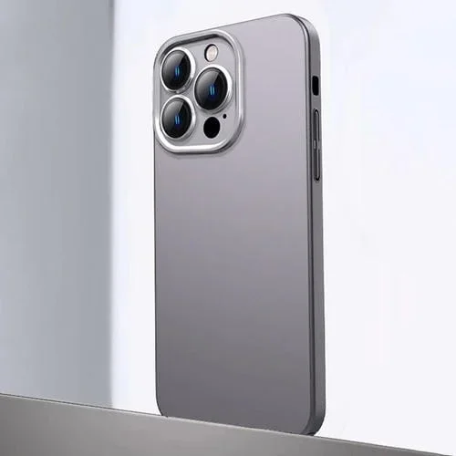 Estuche de teléfono iPhone 13 Pro Max Material de metal esmerilado Protección de Lente (Gris)